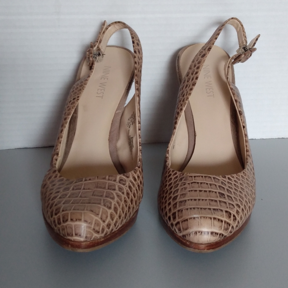 Nine West 4 Inch Leather Sling Backs Size 8